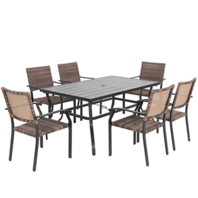 Nuu Garden Outdoor Dining Table and 6 Chairs, , large