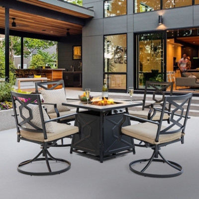 Nuu Garden Outdoor Fire Pit Table and 4 Chairs, , rollover