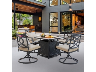 Nuu Garden Outdoor Fire Pit Table and 4 Chairs
