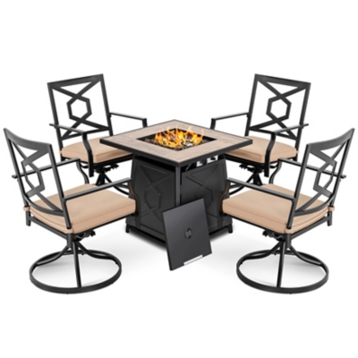 Nuu Garden Outdoor Fire Pit Table and 4 Chairs, , large