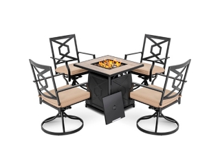Nuu Garden Outdoor Fire Pit Table and 4 Chairs
