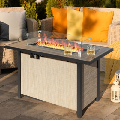 Nuu Garden Outdoor Fire Pit Table with Wind Guard, , rollover