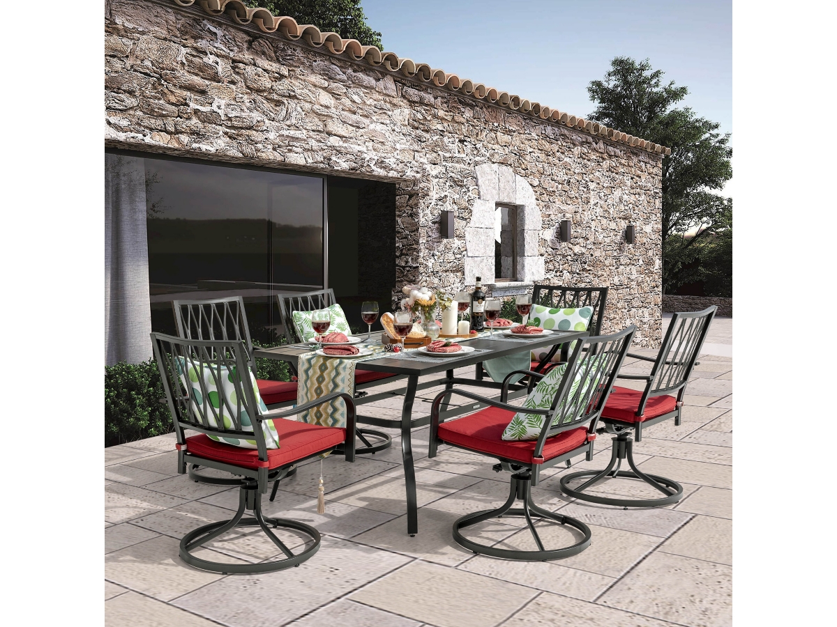 Nuu Garden Outdoor Dining Table and Swivel Chairs Ashley