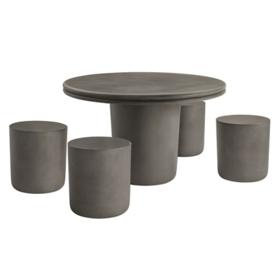 Modway Brion Outdoor Dining Table and 4 Stools, Gray, large