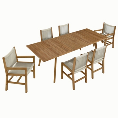 Modway Vienna Outdoor Dining Table and 6 Chairs, Natural/Natural, grid