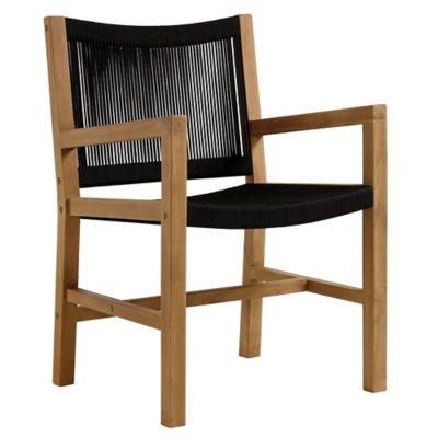 Modway Vienna Outdoor Dining Table and 6 Chairs, Natural/Black, large