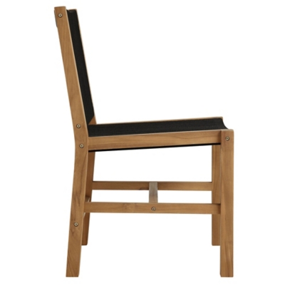 Modway Vienna Outdoor Dining Table and 6 Chairs, Natural/Black, large