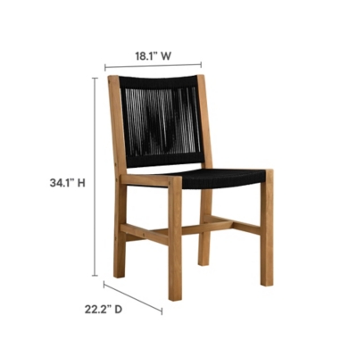 Modway Vienna Outdoor Dining Table and 6 Chairs, Natural/Black, large