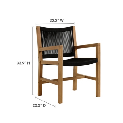 Modway Vienna Outdoor Dining Table and 6 Chairs, Natural/Black, large