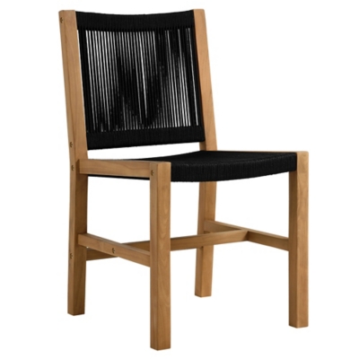 Modway Vienna Outdoor Dining Table and 6 Chairs, Natural/Black, large