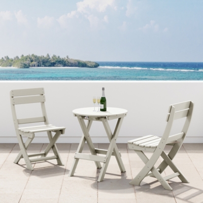 Westin Furniture Laguna Outdoor Bistro Table and 2 Chairs, Sand