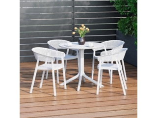 Westin Furniture Frond&Form Outdoor Round Dining Table and 4 Scoop Back Chairs