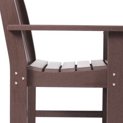 Sturdy brown outdoor chair with armrest