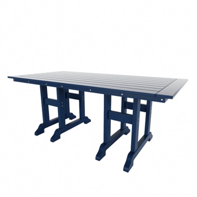 Isometric view of navy blue outdoor dining table