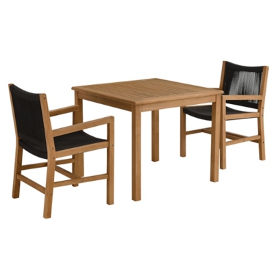 Modway Vienna Outdoor Dining Set With 2 Armchairs, Natural/Black, grid