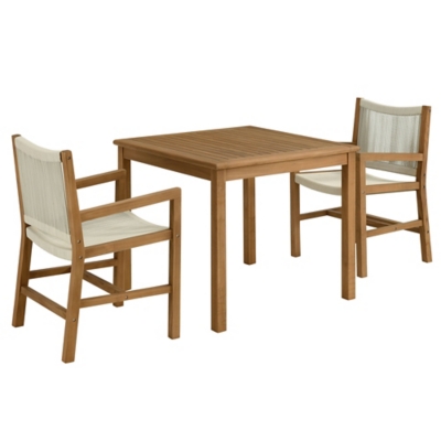 Modway Vienna Outdoor Dining Set With 2 Armchairs, Natural, large