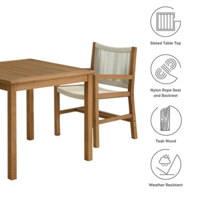 Modway Vienna Outdoor Dining Set With 2 Armchairs, Natural, large