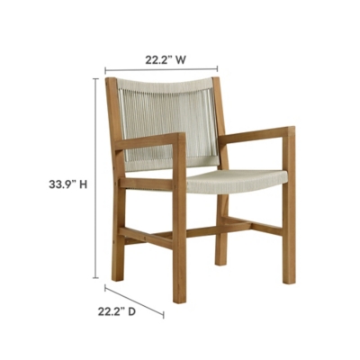Modway Vienna Outdoor Dining Set With 2 Armchairs, Natural, large