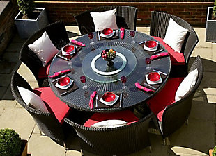 Manhattan Comfort Nightingdale 7-Piece Outdoor Dining Set in Red, White and Black, , rollover