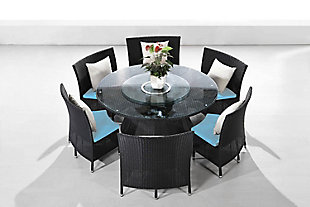 Manhattan Comfort Nightingdale 7-Piece Outdoor Dining Set in Sky Blue, White and Black, , large