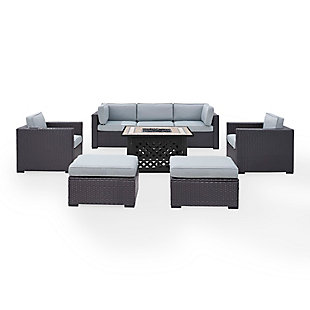 Biscayne 7Pc Outdoor Wicker Sectional Set W/Fire Table, , large