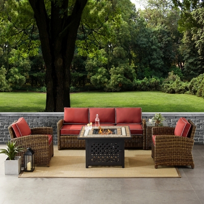 Bradenton 5Pc Outdoor Wicker Sofa Set W/Fire Table, , rollover