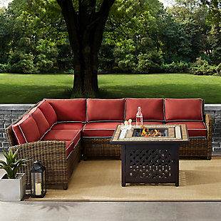 Bradenton 5Pc Outdoor Wicker Sofa Set W/Fire Table, , rollover
