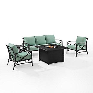 Kaplan 5Pc Outdoor Metal Sofa Set W/Fire Table, , large
