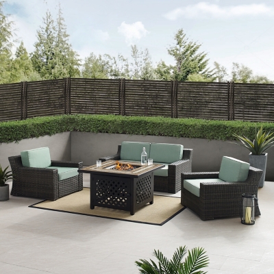 Beaufort 4Pc Outdoor Wicker Conversation Set W/Fire Table, , rollover