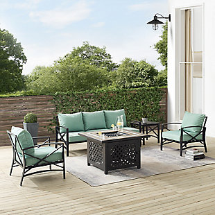 Kaplan 5Pc Outdoor Metal Sofa Set W/Fire Table, , rollover