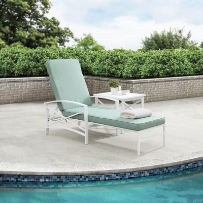 Kaplan Outdoor Metal Chaise Lounge, Mist, rollover