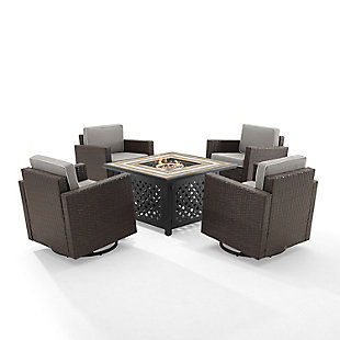 Palm Harbor 5Pc Outdoor Wicker Conversation Set W/Fire Table, , large