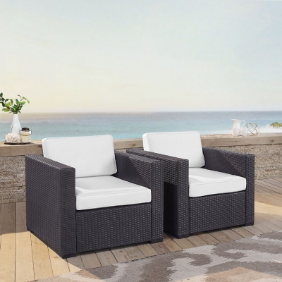 P6008692CN Biscayne 2 Piece Outdoor Wicker Chair Set, White sku P6008692CN