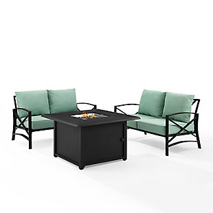 Kaplan 3Pc Outdoor Metal Conversation Set W/Fire Table, , large