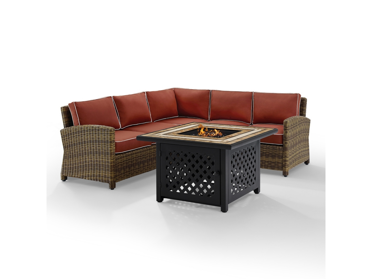 Bradenton 4 Piece Outdoor Sectional Set with Fire Table | Ashley