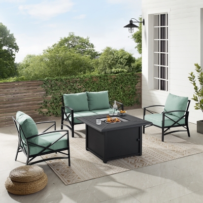 Kaplan 4Pc Outdoor Metal Conversation Set W/Fire Table, , large