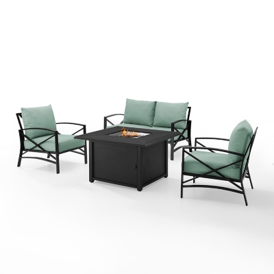 Kaplan 4Pc Outdoor Metal Conversation Set W/Fire Table, , large