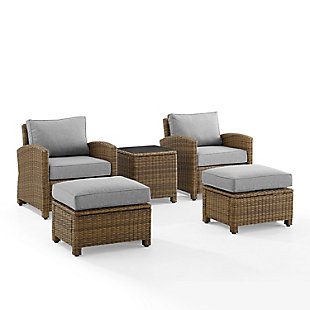 Bradenton 5Pc Outdoor Wicker Armchair Set, Gray/Brown, large