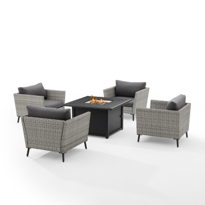 Richland 5Pc Outdoor Wicker Conversation Set W/Fire Table | Ashley