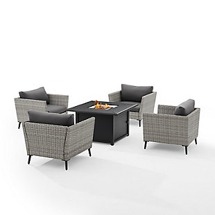 Richland 5Pc Outdoor Wicker Conversation Set W/Fire Table, , large