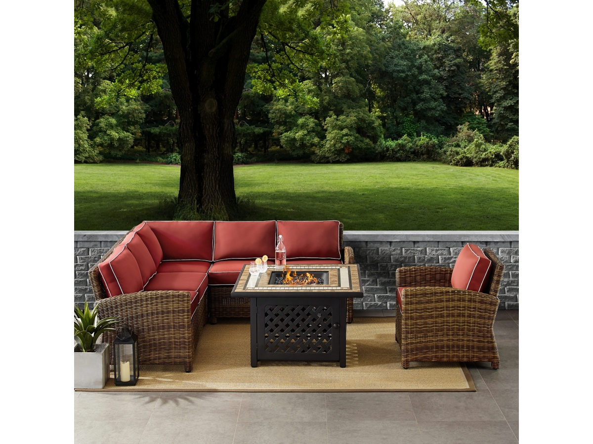 Bradenton 5 Piece Outdoor Sectional Set with Fire Table | Ashley