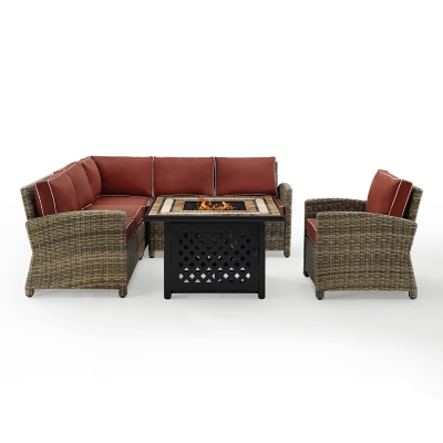 Bradenton 5Pc Outdoor Wicker Sectional Set W/Fire Table, , grid