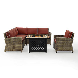 Bradenton 5Pc Outdoor Wicker Sectional Set W/Fire Table, , large