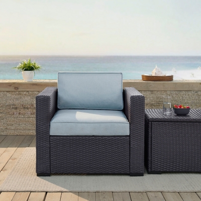 Biscayne Outdoor Wicker Armchair, Mist