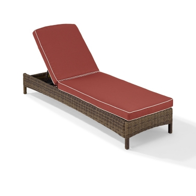 Bradenton Outdoor Wicker Chaise Lounge, Sangria, large