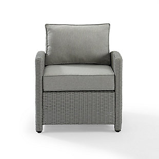 Bradenton Outdoor Wicker Armchair, Gray, large