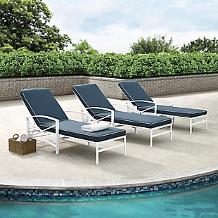 Kaplan Outdoor Metal Chaise Lounge, Navy, rollover