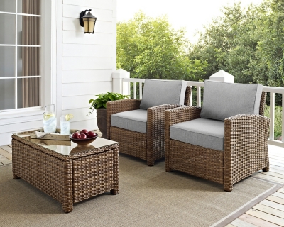 Bradenton 2 Piece Outdoor Armchair Set, Gray/Brown