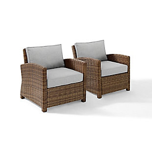 Bradenton 2Pc Outdoor Wicker Armchair Set, Gray/Brown, large