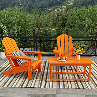 Newport Newport Folding Poly Adirondack Chairs with Coffee Table Set, Orange, rollover